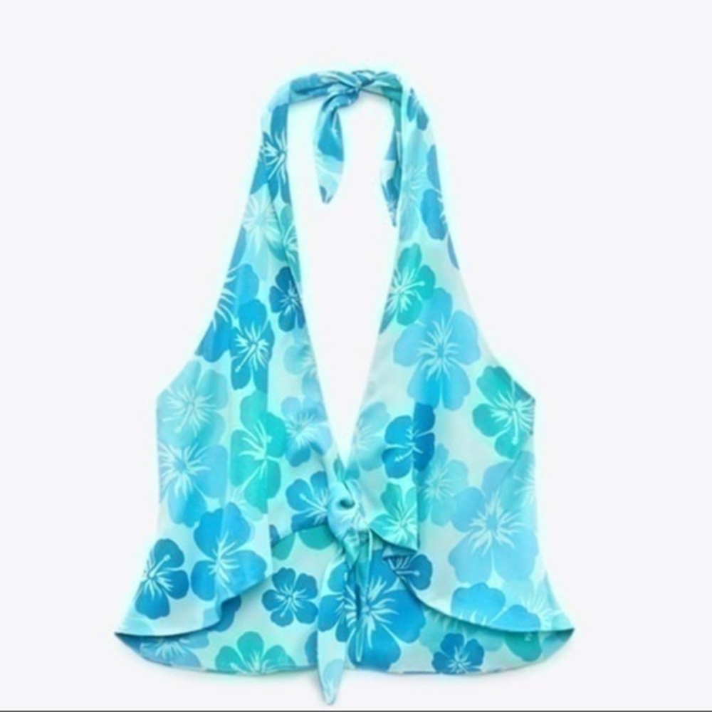 ZARA Printed Satin Effect Halter  Top 3067/088